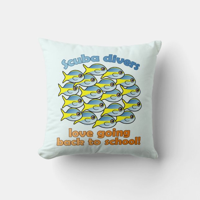 Scuba Divers Love Going Back to School Throw Pillow (Front)