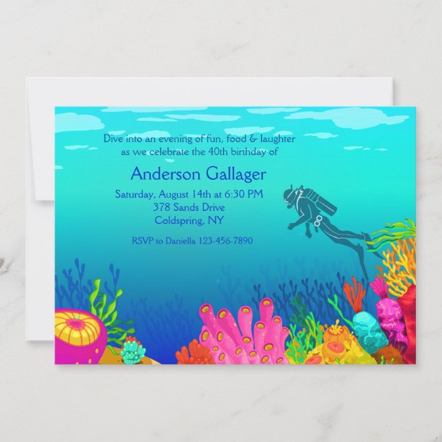 Scuba Diver's Paradise Invitation (Front)