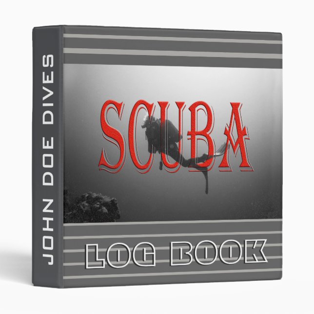 SCUBA DIVERS PHOTO LOG BOOK GIFT 3 RING BINDER (Front/Spine)