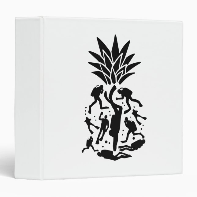 Scuba Divers Pineapple 3 Ring Binder (Front/Spine)