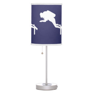 SCUBA DIVERS White on blue Table Lamp