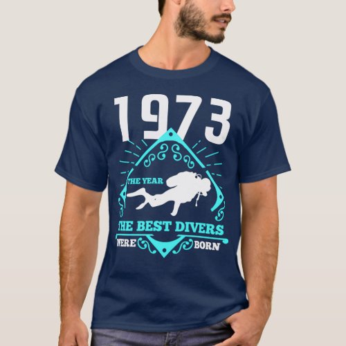 Scuba Diving 1973 Birthday Present Diver Gift T_Shirt