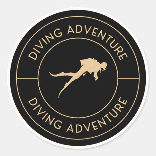 Scuba diving adventure classic round sticker