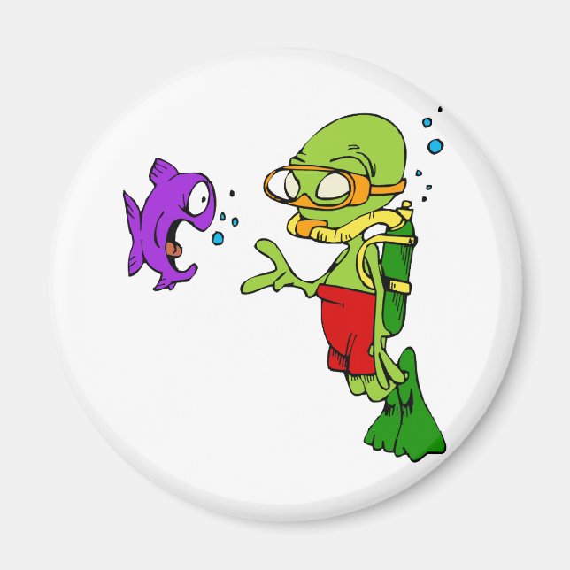 Scuba Diving Alien Magnet (Front)