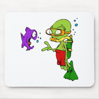 Scuba Diving Alien Mouse Pad