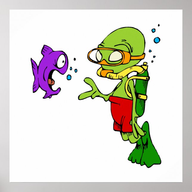 Scuba Diving Alien Poster (Front)