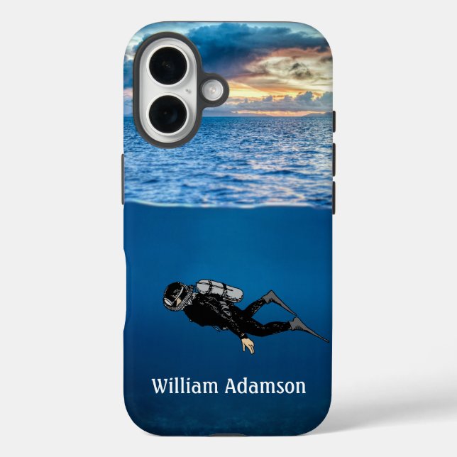 Scuba Diving at Sunset personalize Case-Mate iPhone Case (Back)