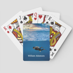 Scuba Diving at Sunset personalize Poker Cards