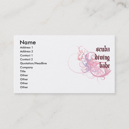 Customizable Scuba Diving Babe Business Card Template