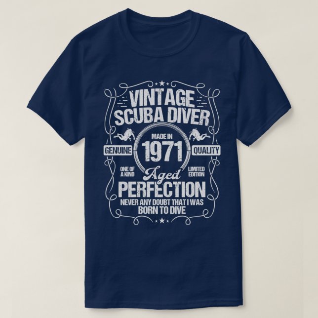 Scuba Diving Birthday Idea 1971 Scuba Diver T-Shirt (Design Front)