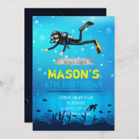 Scuba Diving Birthday party invitation