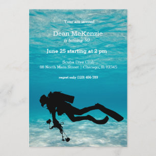 Scuba diving birthday party invitation