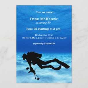 Scuba diving birthday party invitation