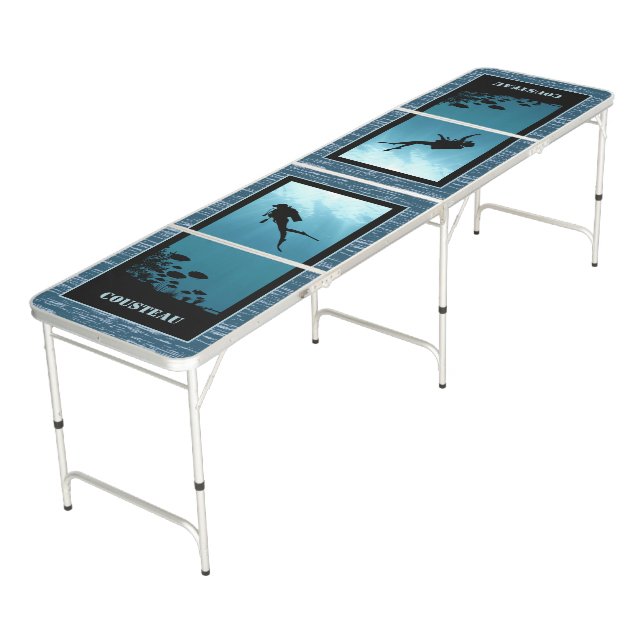 Scuba Diving Blue Sea Beer Pong Table (Angled)