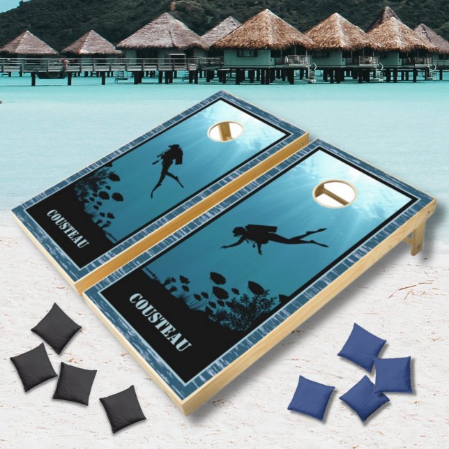 Scuba Diving Blue Sea Cornhole Set (Creator Uploaded)