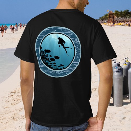 Scuba Diving Blue Sea Round Design T_Shirt