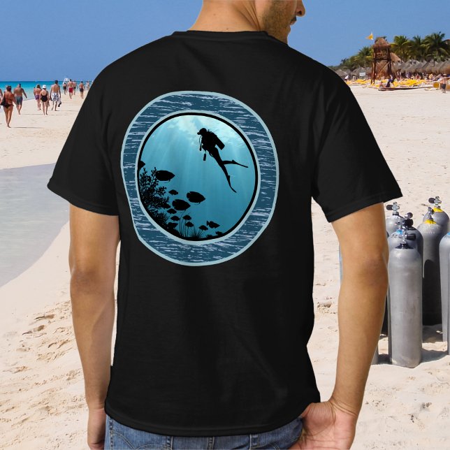 Scuba Diving Blue Sea Round Design T-Shirt (Creator Uploaded)