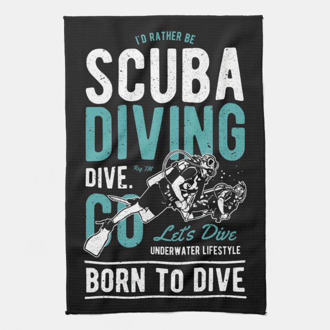Scuba Diving Born To Dive | Sports Kitchen Towel (Vertical)
