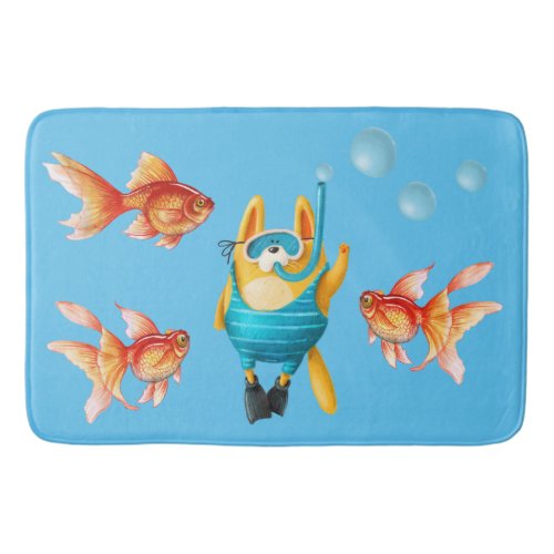 Scuba Diving Cat Bath Mat