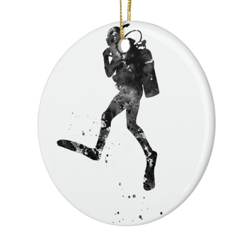 Scuba diving ceramic ornament