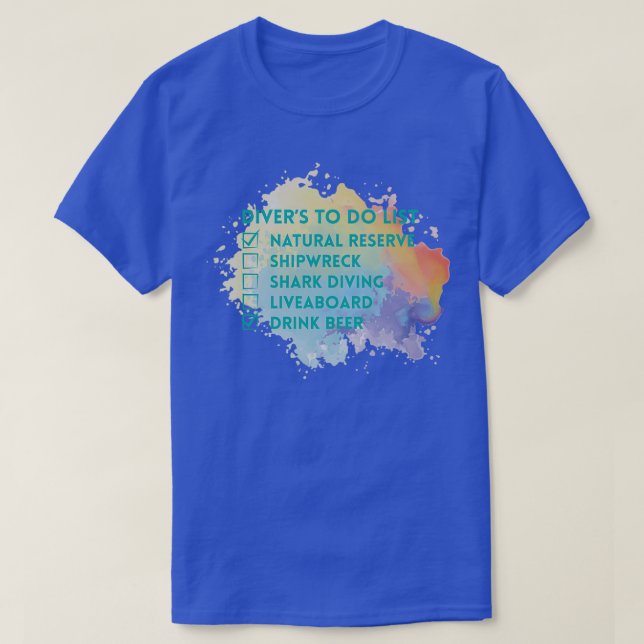 Scuba Diving Checklist diving in a natural reserve T-Shirt (Design Front)