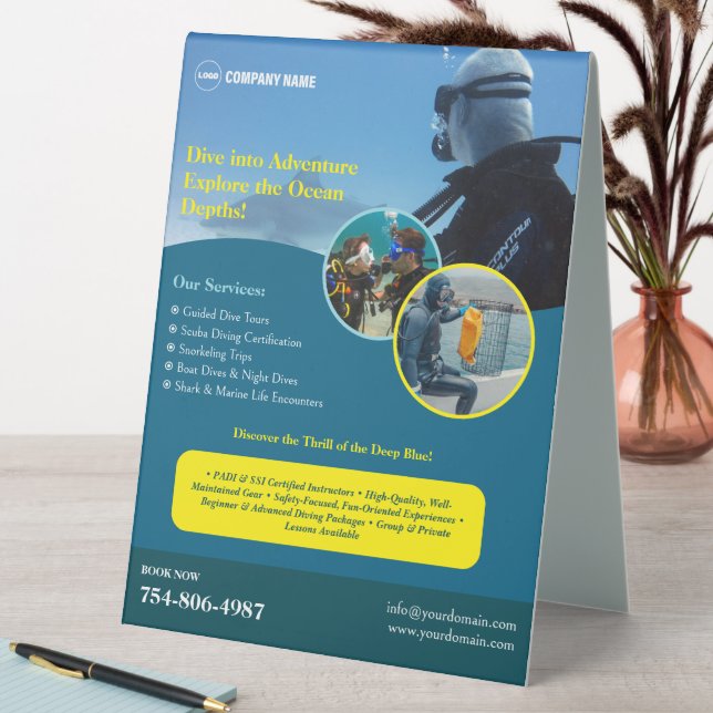 Scuba Diving Course Custom  Table Tent (In SItu (Table))