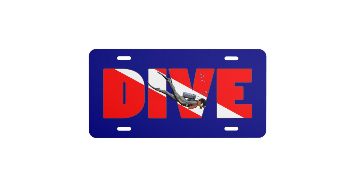 Scuba Diving DIVE License Plate | Zazzle