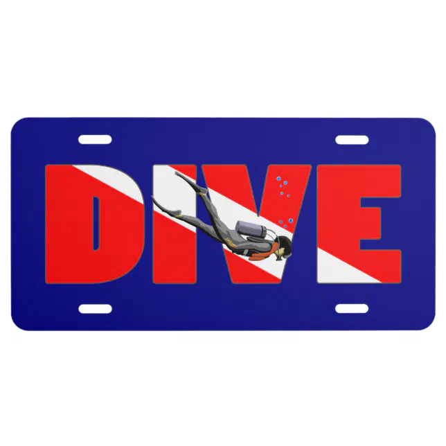 Scuba Diving DIVE License Plate | Zazzle