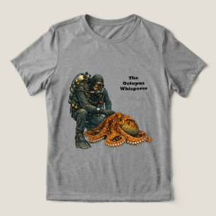 SCUBA Diving Diver Petting a Large Octopus URM Tri-Blend Shirt