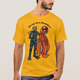 SCUBA Diving Diver Posing with a Giant Octopus URM T-Shirt
