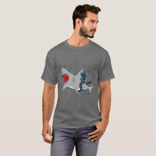 Scuba Diving Diver Riding a Great White Shark T-Shirt