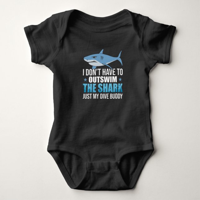 Scuba Diving Diver Shark Dive Ocean Baby Bodysuit (Front)