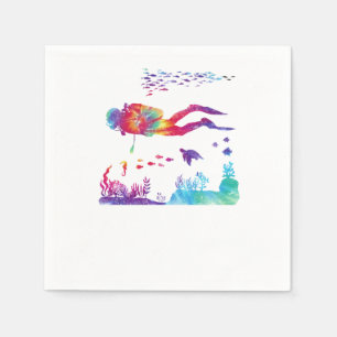 Scuba Diving Diver Tie Dye Napkins
