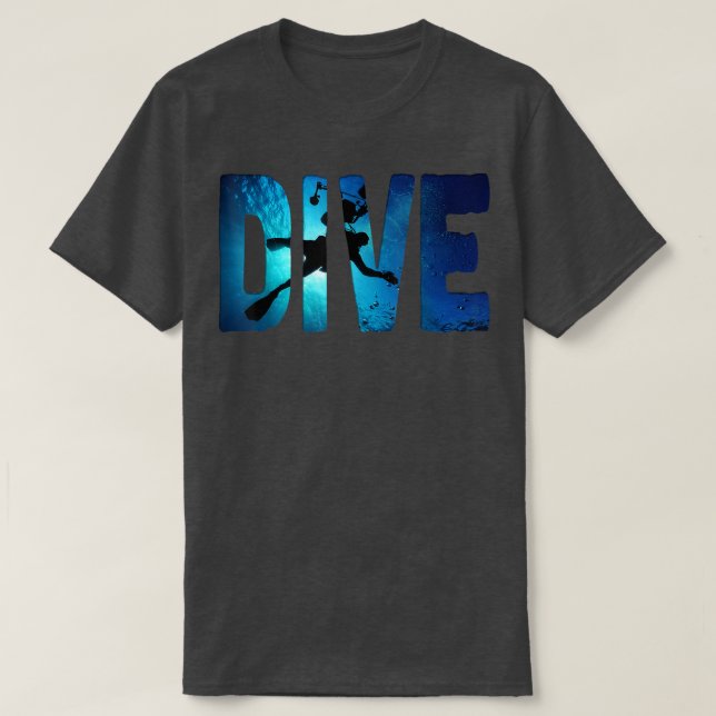 Scuba Diving Divers Shadow Deep Swim  blue & black T-Shirt (Design Front)