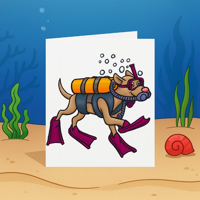 Scuba Diving Dog Greeting Cards (Creator Uploaded)