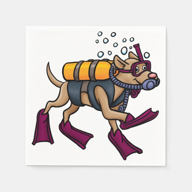 Scuba Diving Dog Paper Napkins (Front)