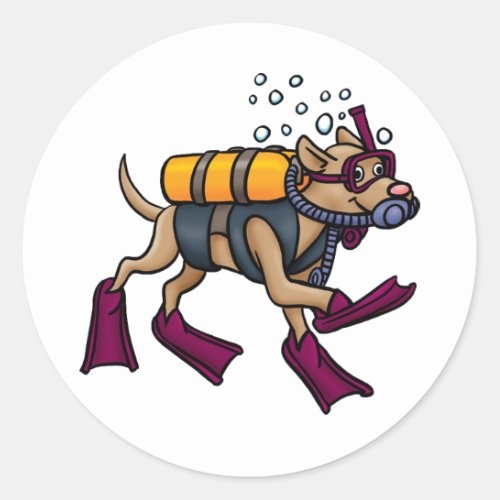 Scuba Diving Dog Stickers