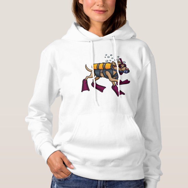 Scuba Diving Dog Womens Hoodie (Front)