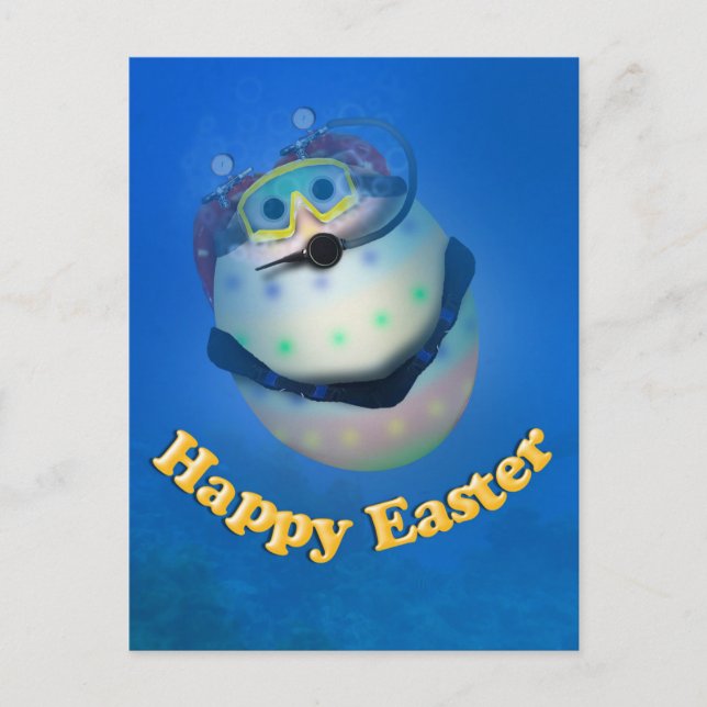 Scuba Diving Easter Egg Downunder Holiday Postcard (Front)