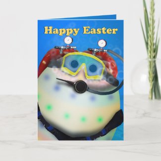 Scuba Diving Easter Eggs Holiday Card