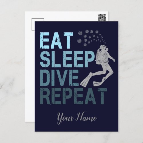 Scuba Diving Eat Sleep Dive Repeat saying Postcard