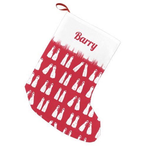 Scuba Diving Fins Red White Flipper Pattern Small Christmas Stocking