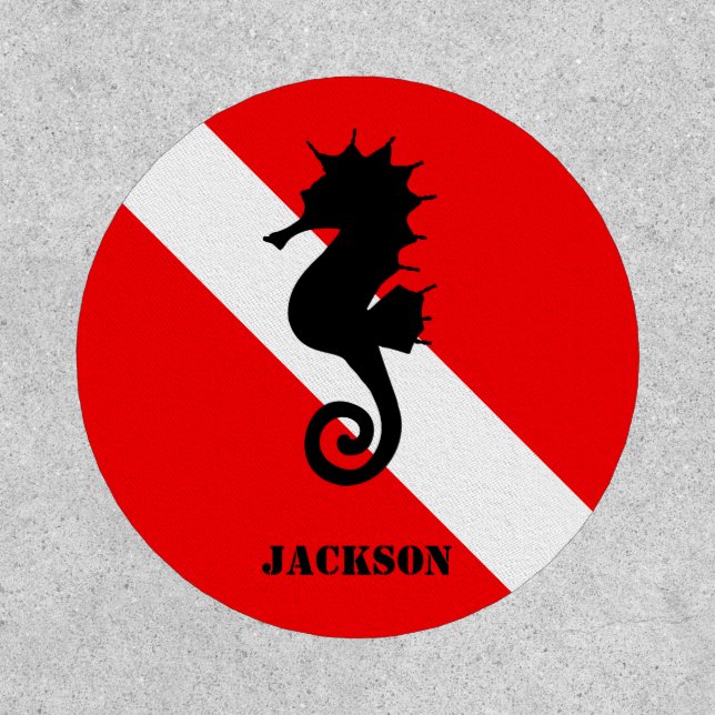 Scuba Diving Flag and Seahorse Custom Patch (Front)