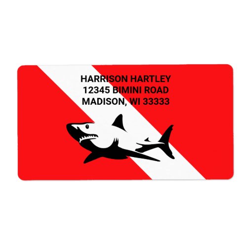 Scuba Diving Flag and Shark Label