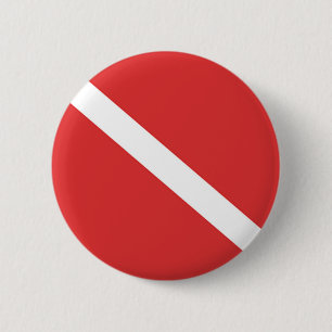Scuba Diving Flag - Divers Emblem Red White Button