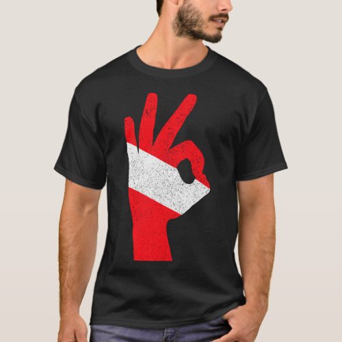Scuba Diving Flag Hand OK Sign Scuba Diver Gift T_Shirt
