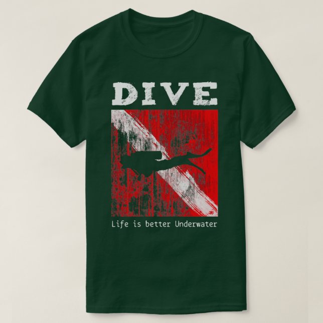 Scuba Diving Flag Life is Better Underwater 1 T-Shirt (Design Front)