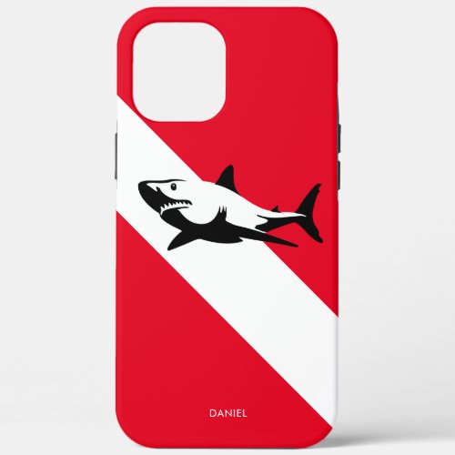 Scuba Diving Flag with Shark Personalized iPhone 12 Pro Max Case