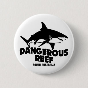 Scuba Diving Great White Sharks - Dangerous Reef Button