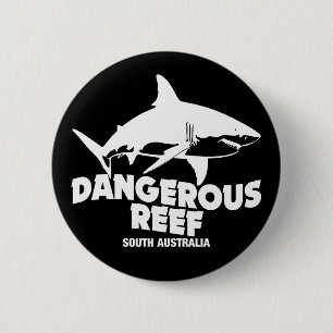Scuba Diving Great White Sharks - Dangerous Reef Button